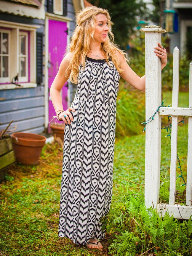 Maxi 70's Style Halter Dress In Boho Print Rockn Willys Boutique Maxi 70's Style Halter Dress In Boho Print Rockn Willys Boutique