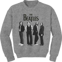 The Beatles Standing Photo on a Heather Crew Sweatshirt