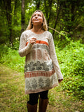 Lace Top Tunic with India Print