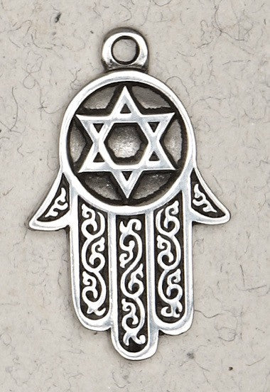 The Hamsa-Healing Hand In A Pewter Pendant Necklace
