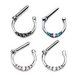 Surgical Steel Septum Clickers with Prong Set CZ gems.