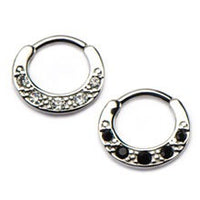Septum Clicker  or Daith Jewelry With 3 CZ Gems